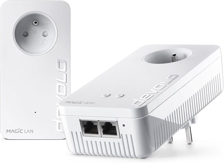 devolo Magic 2 WiFi 6 Next Kit de démarrage, Adaptateur CPL WiFi, jusqu’à 3.000 Mbits/s Via WiFi 6, 2X Port Ethernet Gigabit, Prise integrée, Blanc